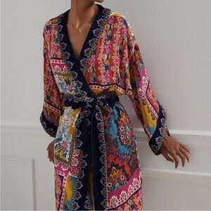 Zadie velvet trim kimono robe